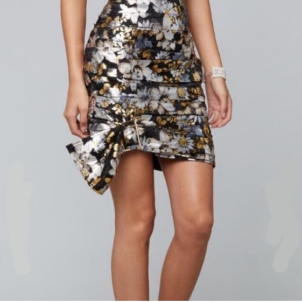 NWT BEBE Gold Foil Metallic Skirt